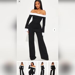 Elegant Black Jumpsuit with White Accents